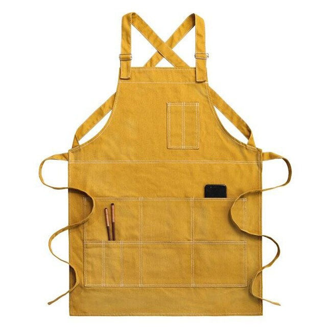 Tablier de cuisine en coton jaune h80cm PAOLO