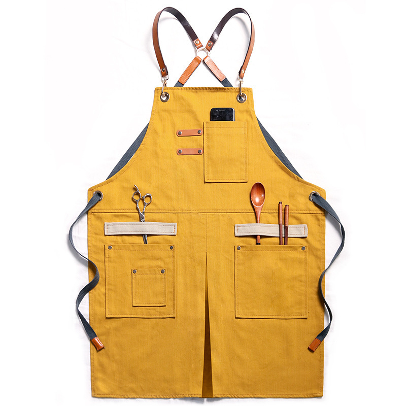 Bavoir Réglable Adulte Tablier De Travail Watwass En Coton – Avec Poche, Bavoir, Bretelles Réglables, Pour Cuisine, Barbecue, Pâtisserie, Peinture – Lavable En Machine