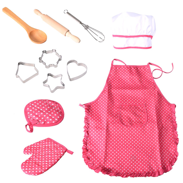 Kit de cuisine pour enfants avec tablier, chapeau de chef, fournitures de  cuisine, ustensiles de cuisine et recettes, 28pcs