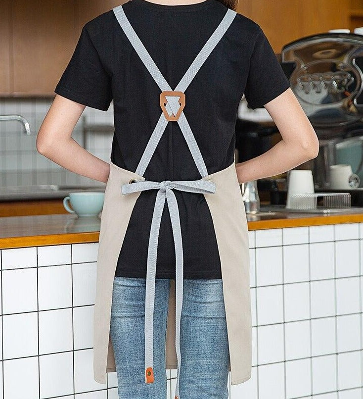 Tablier de cuisine - Style japonais - Dos croisé - Deux poches - Coton Tablier de cuisine - Style japonais - Dos croisé - Deux poches - Coton